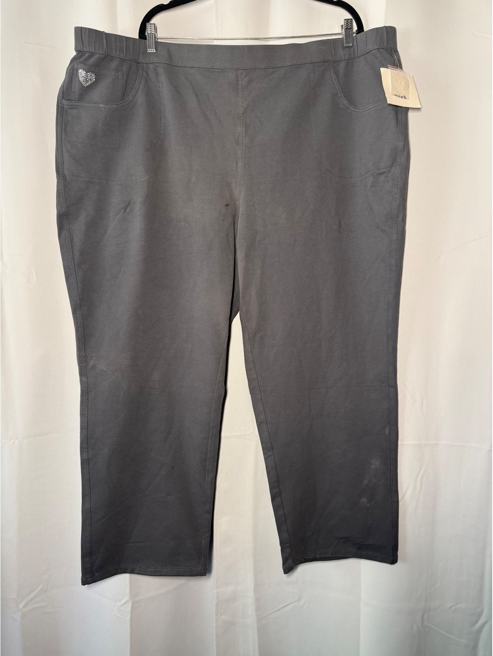 Quacker Factory Dream Jeannie’s Gray Pants with Rhinestones Sz 3X Short - Glam